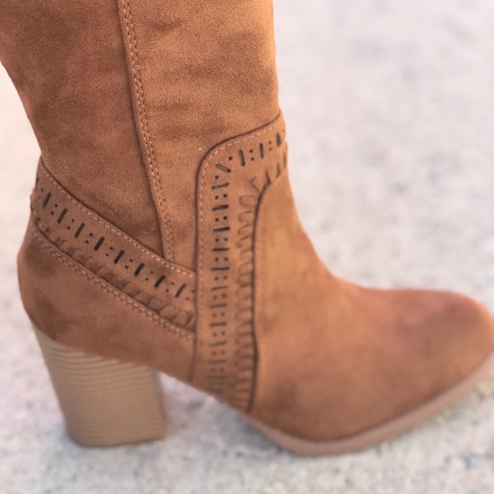 BEST SELLER Soda Shoes Chestnut Brown Knee High Heeled Boot Nu Shuz Key West - Picture 8 of 8